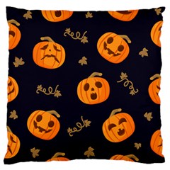 Funny Scary Black Orange Halloween Pumpkins Pattern Standard Flano Cushion Case (one Side) by HalloweenParty