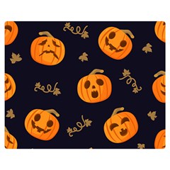 Funny Scary Black Orange Halloween Pumpkins Pattern Double Sided Flano Blanket (medium)  by HalloweenParty