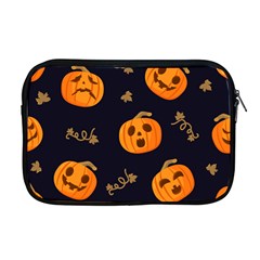 Funny Scary Black Orange Halloween Pumpkins Pattern Apple Macbook Pro 17  Zipper Case by HalloweenParty