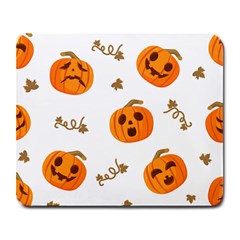 Funny Spooky Halloween Pumpkins Pattern White Orange Large Mousepads by HalloweenParty