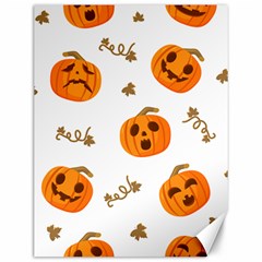 Funny Spooky Halloween Pumpkins Pattern White Orange Canvas 12  X 16  by HalloweenParty