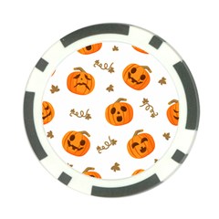 Funny Spooky Halloween Pumpkins Pattern White Orange Poker Chip Card Guard (10 Pack)