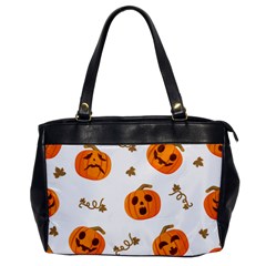 Funny Spooky Halloween Pumpkins Pattern White Orange Oversize Office Handbag by HalloweenParty