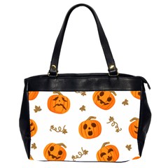 Funny Spooky Halloween Pumpkins Pattern White Orange Oversize Office Handbag (2 Sides) by HalloweenParty