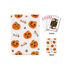 Funny Spooky Halloween Pumpkins Pattern White Orange Playing Cards (mini) by HalloweenParty