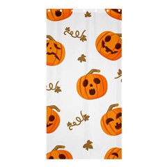 Funny Spooky Halloween Pumpkins Pattern White Orange Shower Curtain 36  X 72  (stall) 