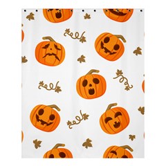 Funny Spooky Halloween Pumpkins Pattern White Orange Shower Curtain 60  X 72  (medium) 