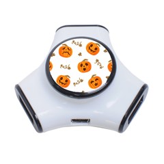 Funny Spooky Halloween Pumpkins Pattern White Orange 3-port Usb Hub by HalloweenParty