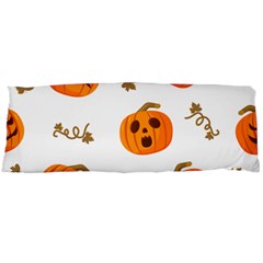 Funny Spooky Halloween Pumpkins Pattern White Orange Body Pillow Case (dakimakura) by HalloweenParty