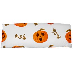 Funny Spooky Halloween Pumpkins Pattern White Orange Body Pillow Case Dakimakura (two Sides)