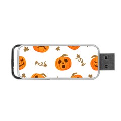 Funny Spooky Halloween Pumpkins Pattern White Orange Portable Usb Flash (one Side) by HalloweenParty