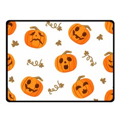 Funny Spooky Halloween Pumpkins Pattern White Orange Double Sided Fleece Blanket (small)  by HalloweenParty