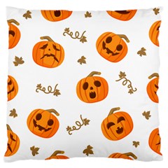 Funny Spooky Halloween Pumpkins Pattern White Orange Large Flano Cushion Case (two Sides) by HalloweenParty