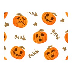 Funny Spooky Halloween Pumpkins Pattern White Orange Double Sided Flano Blanket (mini)  by HalloweenParty