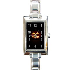 Funny Spooky Scary Halloween Pumpkin Jack O Lantern Rectangle Italian Charm Watch by HalloweenParty