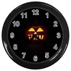 Funny Spooky Scary Halloween Pumpkin Jack O Lantern Wall Clock (black) by HalloweenParty