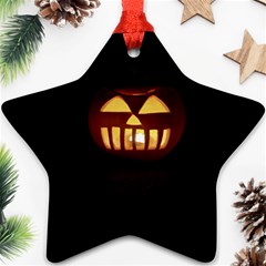 Funny Spooky Scary Halloween Pumpkin Jack O Lantern Star Ornament (two Sides) by HalloweenParty