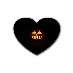 Funny Spooky Scary Halloween Pumpkin Jack O Lantern Heart Coaster (4 Pack)  by HalloweenParty