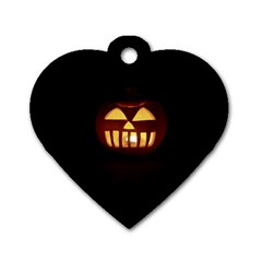 Funny Spooky Scary Halloween Pumpkin Jack O Lantern Dog Tag Heart (two Sides) by HalloweenParty