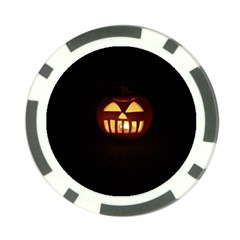 Funny Spooky Scary Halloween Pumpkin Jack O Lantern Poker Chip Card Guard