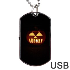 Funny Spooky Scary Halloween Pumpkin Jack O Lantern Dog Tag Usb Flash (two Sides) by HalloweenParty