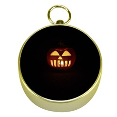 Funny Spooky Scary Halloween Pumpkin Jack O Lantern Gold Compasses by HalloweenParty