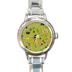 Funny Scary Spooky Halloween Party Design Round Italian Charm Watch by HalloweenParty