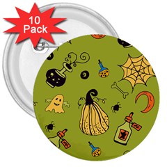 Funny Scary Spooky Halloween Party Design 3  Buttons (10 Pack)  by HalloweenParty