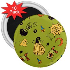 Funny Scary Spooky Halloween Party Design 3  Magnets (10 Pack) 