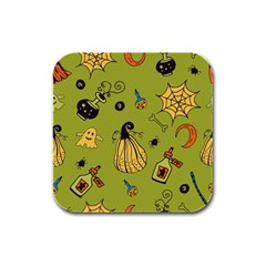 Funny Scary Spooky Halloween Party Design Rubber Square Coaster (4 Pack)  by HalloweenParty