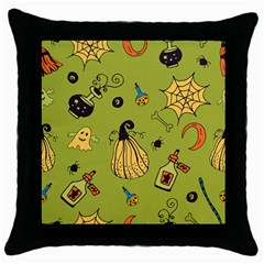 Funny Scary Spooky Halloween Party Design Throw Pillow Case (black)