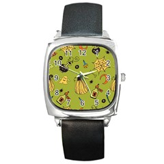 Funny Scary Spooky Halloween Party Design Square Metal Watch by HalloweenParty