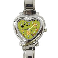 Funny Scary Spooky Halloween Party Design Heart Italian Charm Watch by HalloweenParty