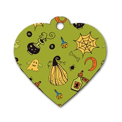 Funny Scary Spooky Halloween Party Design Dog Tag Heart (two Sides)