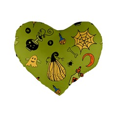 Funny Scary Spooky Halloween Party Design Standard 16  Premium Heart Shape Cushions by HalloweenParty