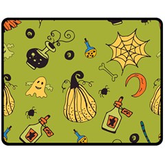 Funny Scary Spooky Halloween Party Design Double Sided Fleece Blanket (medium)  by HalloweenParty