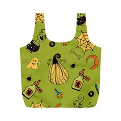 Funny Scary Spooky Halloween Party Design Full Print Recycle Bag (m) by HalloweenParty