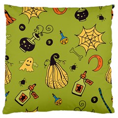 Funny Scary Spooky Halloween Party Design Large Flano Cushion Case (one Side) by HalloweenParty