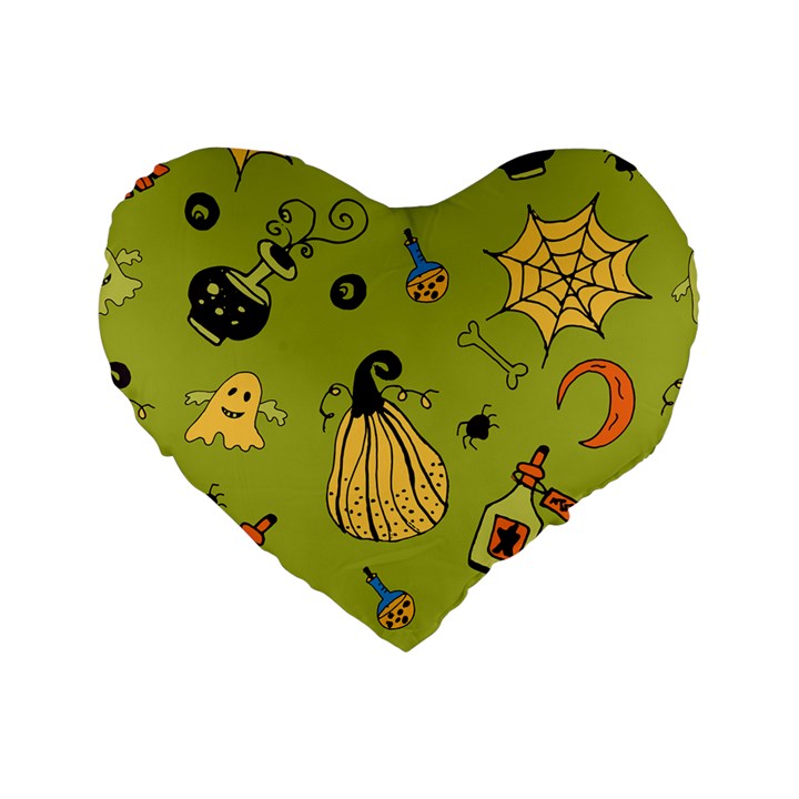 Funny Scary Spooky Halloween Party Design Standard 16  Premium Flano Heart Shape Cushions