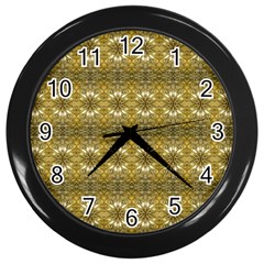 Golden Ornate Pattern Wall Clock (black)