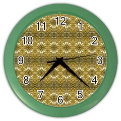 Golden Ornate Pattern Color Wall Clock by dflcprintsclothing