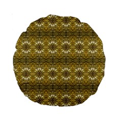 Golden Ornate Pattern Standard 15  Premium Round Cushions by dflcprintsclothing