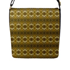 Golden Ornate Pattern Flap Closure Messenger Bag (l)