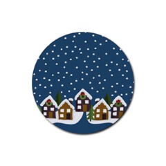 Winter Idyll Rubber Coaster (round)  by Valentinaart