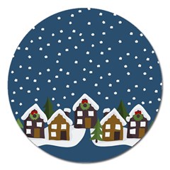 Winter Idyll Magnet 5  (round) by Valentinaart