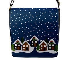 Winter Idyll Flap Closure Messenger Bag (l) by Valentinaart