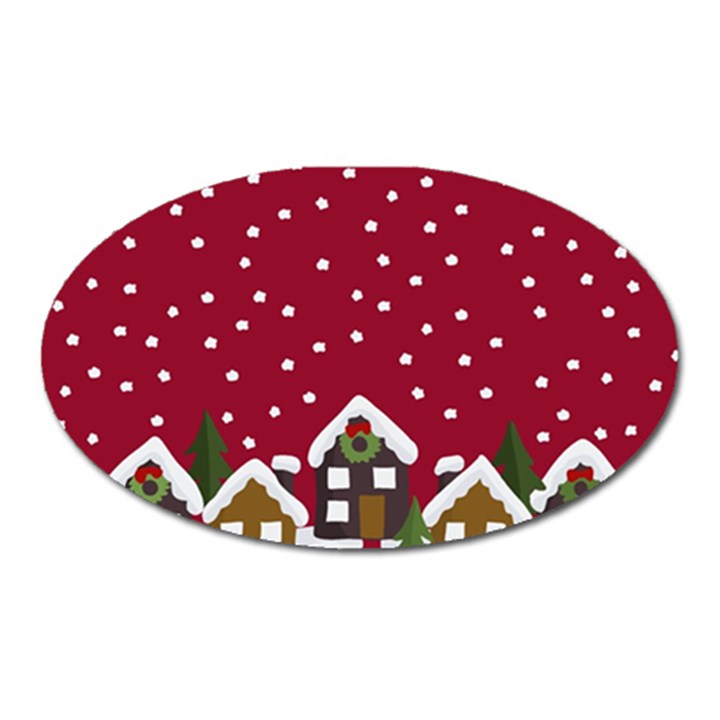 Winter idyll Oval Magnet