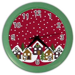 Winter Idyll Color Wall Clock by Valentinaart