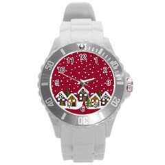 Winter Idyll Round Plastic Sport Watch (l) by Valentinaart