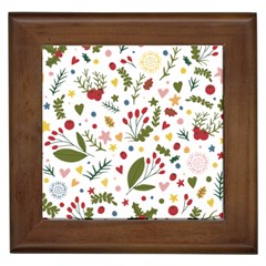 Floral Christmas Pattern  Framed Tiles by Valentinaart